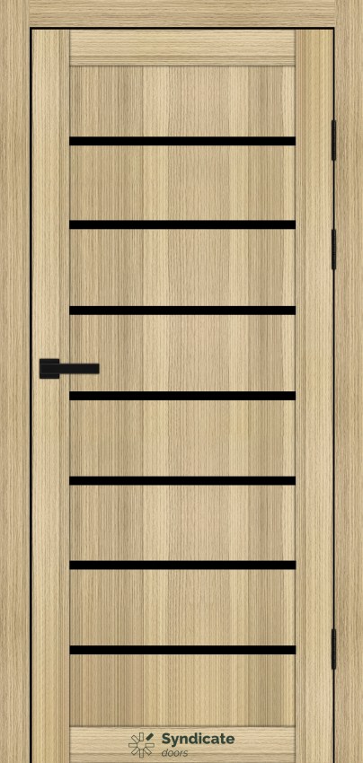 Двері Syndicat Doors PVC 102 Дуб золотистий чорне скло